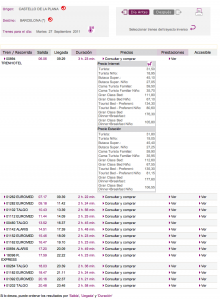 Horario ida tren